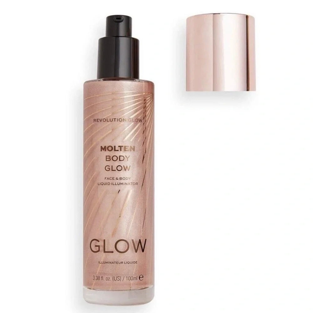 NWT Revolution Molten Body Glow Face & Body Liquid Illuminator 100ml - Rose Gold